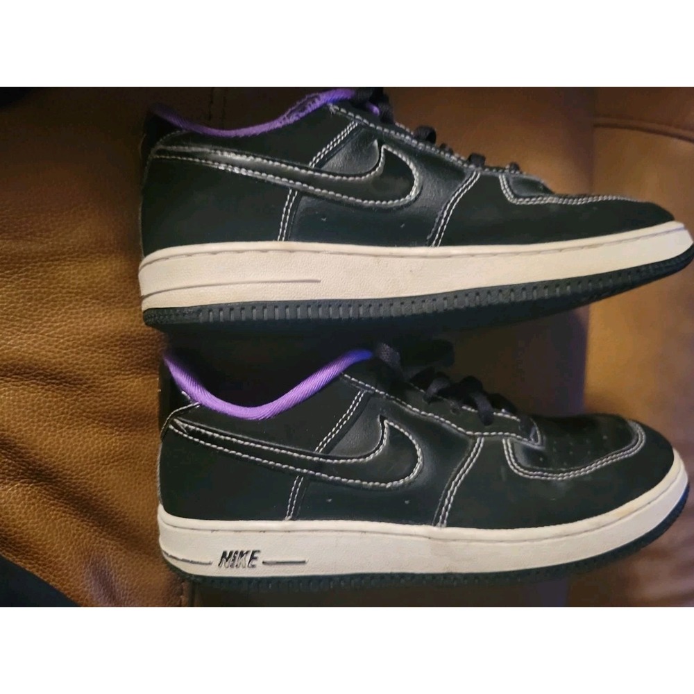 Nike Kids Air Force 1 LV8 Black Purple Shoes Sneaker PS Size 3y Youth DQ0301-001 - Picture 5 of 6